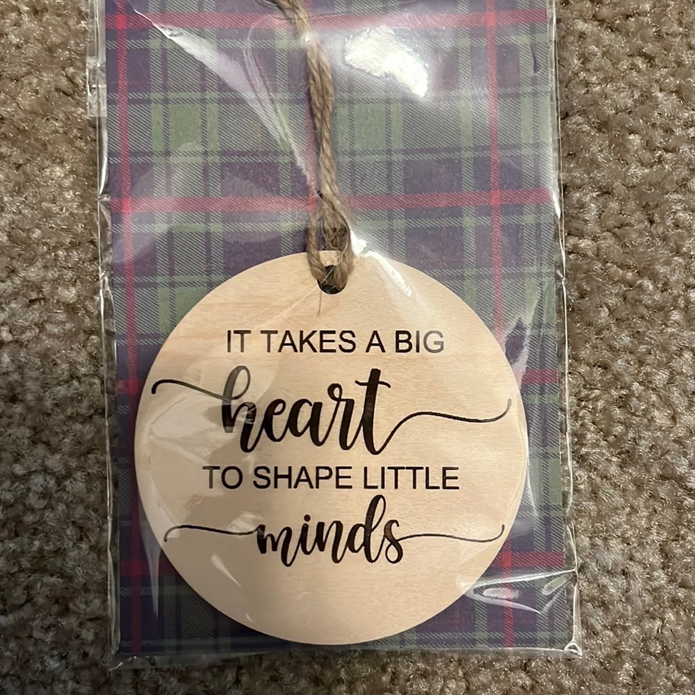 Handmade wooden ornament for teacher